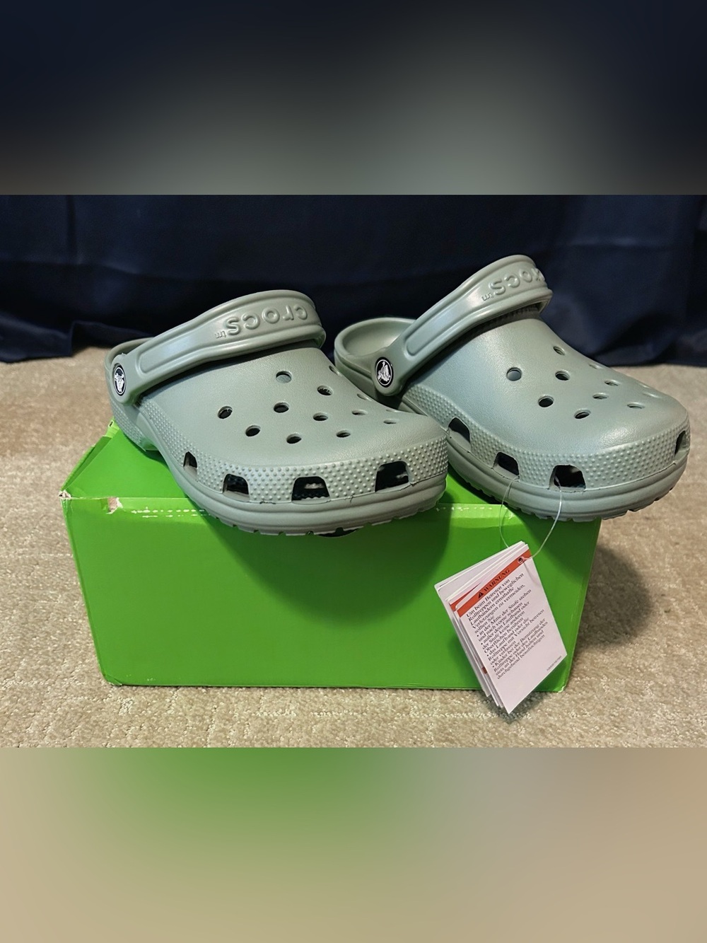 CROCS Kids Classic Clogs in Sage Green 
Size 4y kids 
Women’s size 6